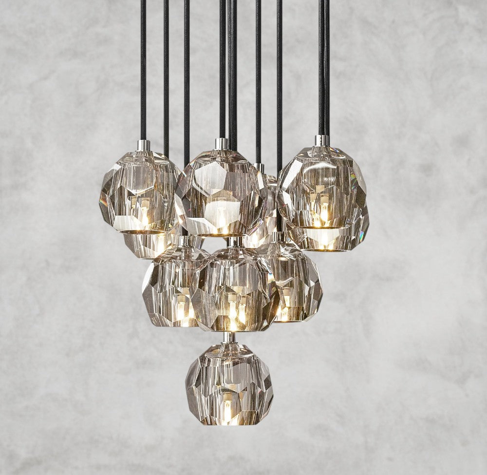 Boule De Cristal Clear/ Smoke Glass Round Cluster Chandelier 14", 19", 24", 30", 40"